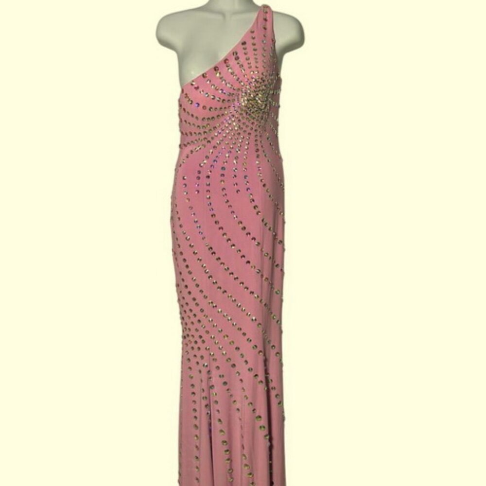 Xcite Lilac Purple Embellished One Shoulder Jersey Gown Prom